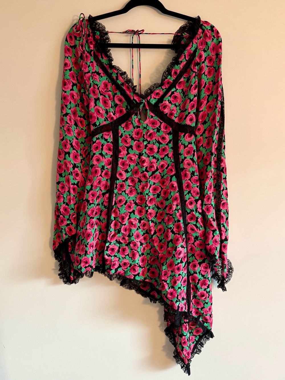 For Love & Lemons Brunella Rose Mini Dress Lace Romantic Goth Coquette S